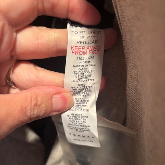 Topman Single Button Double Breasted Blazer Suit Jacket in Light Grey 36R NWOT - Picture 5 of 6